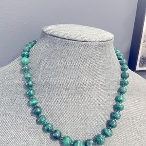 Vintage Malachite Agate Stone Necklace
